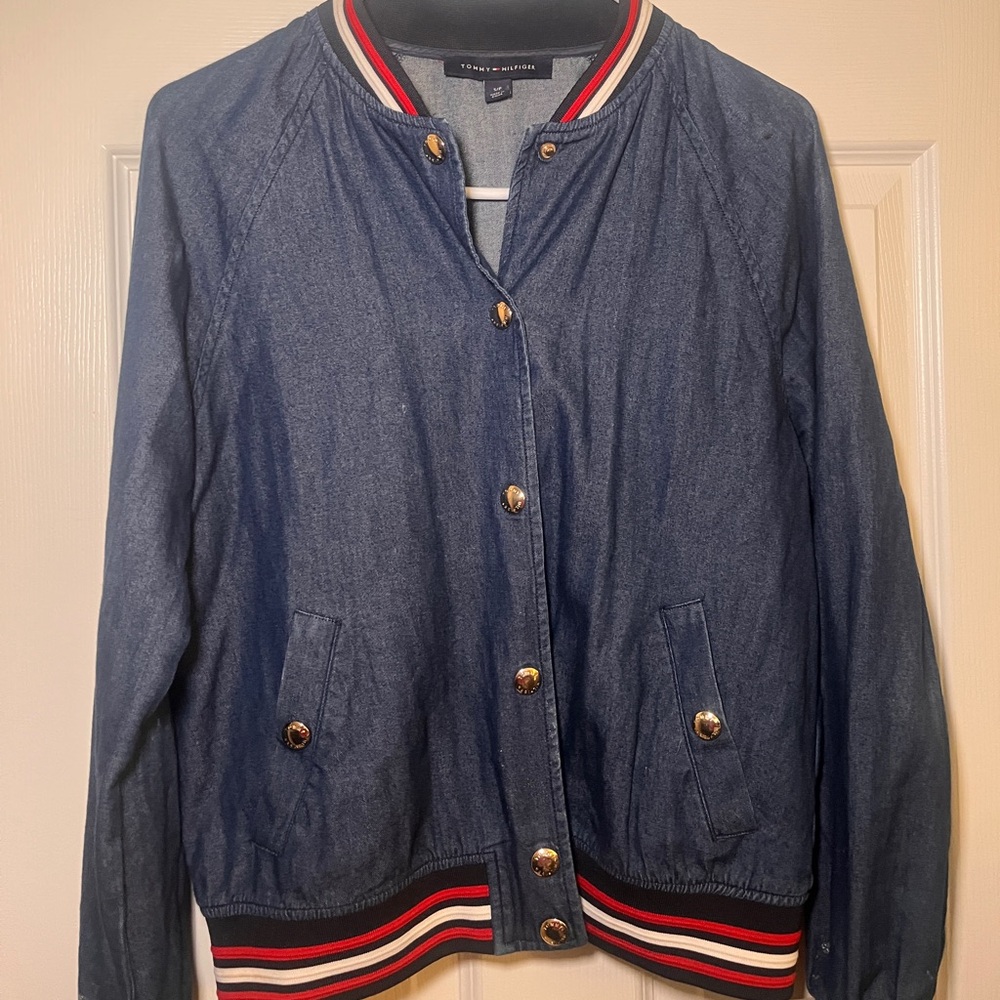 Tommy Hilfiger Blue Denim Jacket with Gold Accents